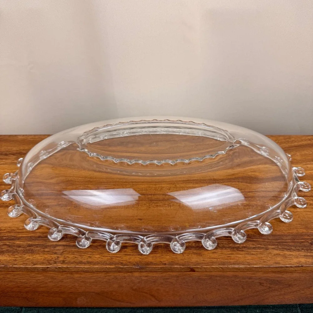 Heisey Lariat Clear Glass Oval Bowl Looped Edge Vintage Centerpiece Dish 1506